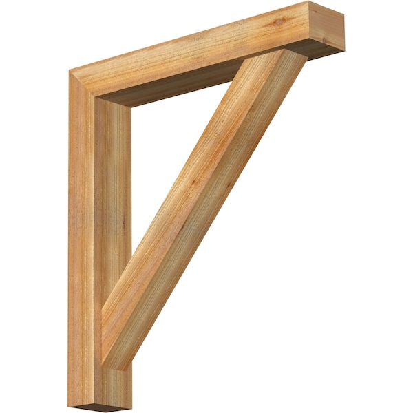 Ekena Millwork Traditional Block Rough Sawn Bracket w/ Offset Brace, Western Red Cedar, 6"W x 34"D x 38"H BKT0604X34X38TRA05RWR - main